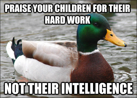 Praise your children for their hard work not their intelligence  Actual Advice Mallard