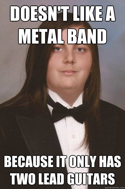 doesn't like a metal band because it only has two lead guitars - doesn't like a metal band because it only has two lead guitars  Sophisticated Metal-Head