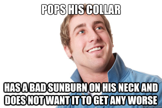 POPS HIS COLLAR has a bad sunburn on his neck and does not want it to get any worse  Misunderstood D-Bag