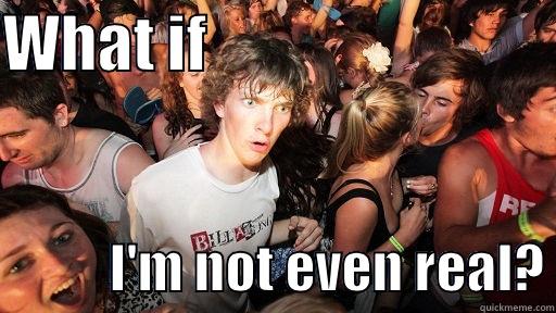 WHAT IF                                         I'M NOT EVEN REAL? Sudden Clarity Clarence