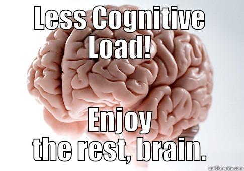 LESS COGNITIVE LOAD! ENJOY THE REST, BRAIN. Scumbag Brain
