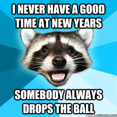 I never have a good time at New Years somebody always drops the ball  Lame Pun Raccoon