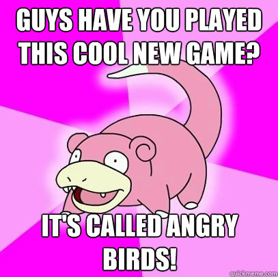 Guys have you played this cool new game? It's called Angry Birds!  Slowpoke