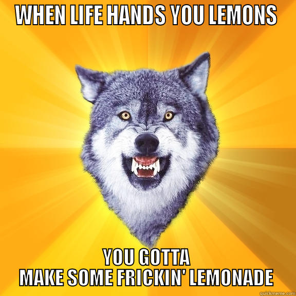 WHEN LIFE HANDS YOU LEMONS YOU GOTTA MAKE SOME FRICKIN' LEMONADE Courage Wolf