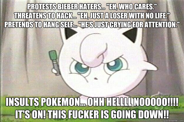 Protests Bieber haters... 