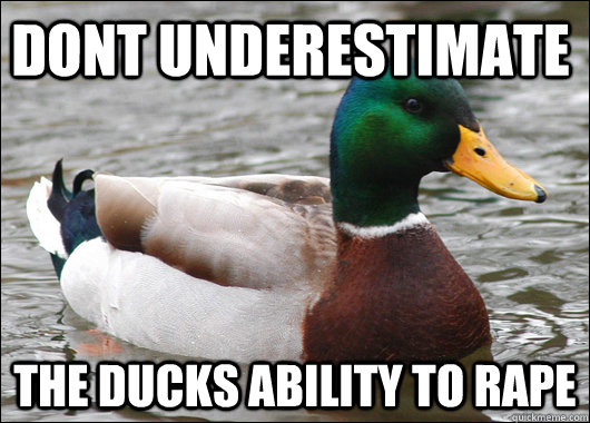 Dont underestimate the ducks ability to rape  Actual Advice Mallard