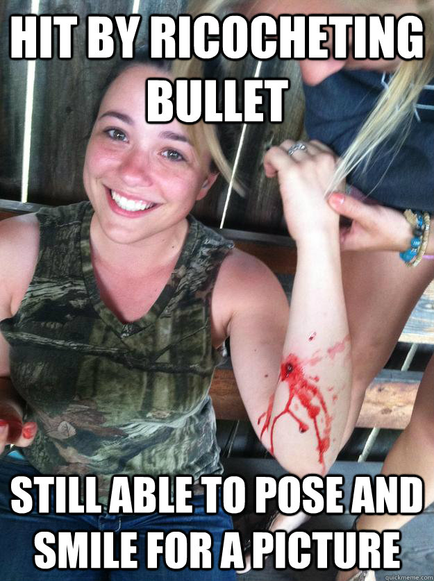 Hit by Ricocheting bullet Still able to pose and smile for a picture - Hit by Ricocheting bullet Still able to pose and smile for a picture  Misc
