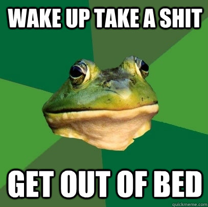 Wake up take a shit get out of bed - Wake up take a shit get out of bed  Foul Bachelor Frog