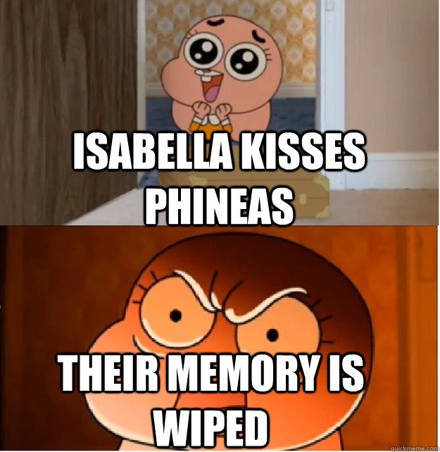 Isabella Kisses Phineas Their memory is wiped  