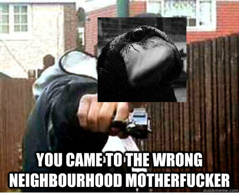  You came to the wrong neighbourhood motherfucker -  You came to the wrong neighbourhood motherfucker  Misc
