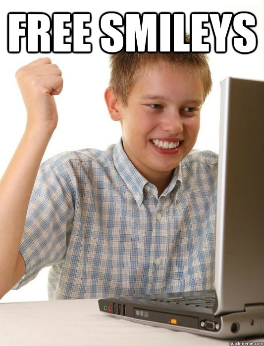 free smileys  - free smileys   First Day on the Internet Kid