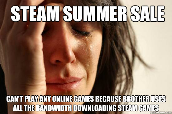  steam summer sale can't play any online games because brother uses all the bandwidth downloading steam games   First World Problems