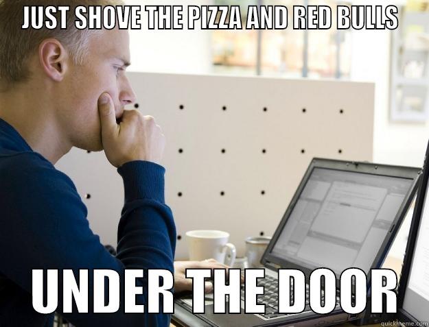 Social Interaction - JUST SHOVE THE PIZZA AND RED BULLS      UNDER THE DOOR   Programmer