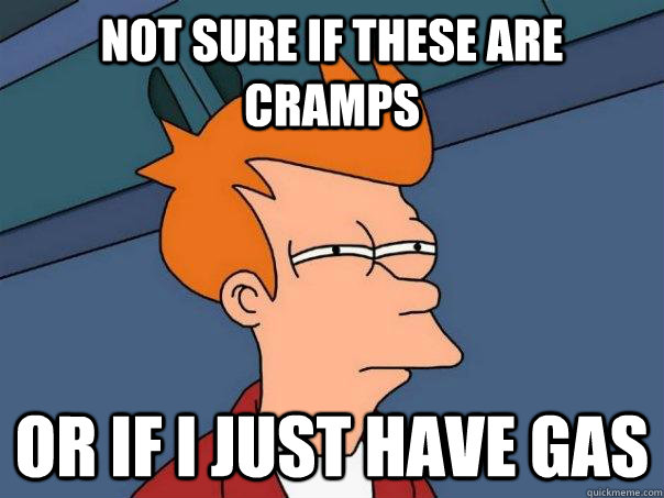 Not sure if these are cramps or if i just have gas  Futurama Fry