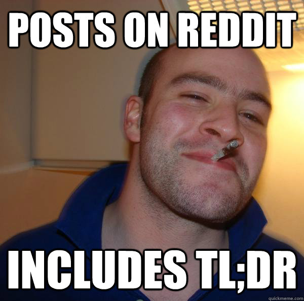 Posts on reddit includes tl;dr - Posts on reddit includes tl;dr  Misc