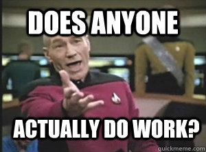 does anyone actually do work?  Annoyed Picard