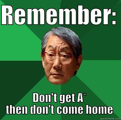 spanish probs - REMEMBER:  DON'T GET A* THEN DON'T COME HOME High Expectations Asian Father