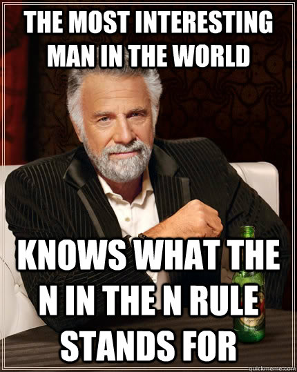 the most interesting man in the world knows what the n in the n rule stands for  The Most Interesting Man In The World