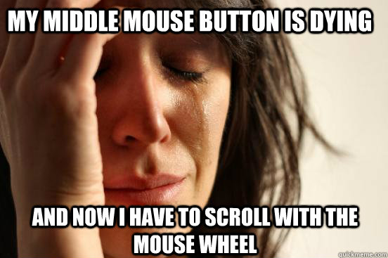 My middle mouse button is dying And now i have to scroll with the mouse wheel  First World Problems