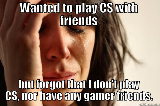 WANTED TO PLAY CS WITH FRIENDS BUT FORGOT THAT I DON'T PLAY CS, NOR HAVE ANY GAMER FRIENDS. First World Problems