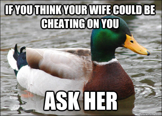 If you think your wife could be cheating on you Ask her  Actual Advice Mallard