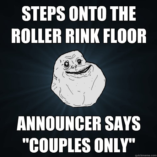 steps onto the roller rink floor announcer says 