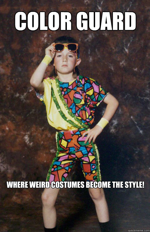 Color guard Where weird costumes become the style!  80s Retro Hipster Kid