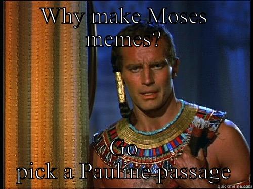 WHY MAKE MOSES MEMES? GO PICK A PAULINE PASSAGE Socially Awkward Penguin