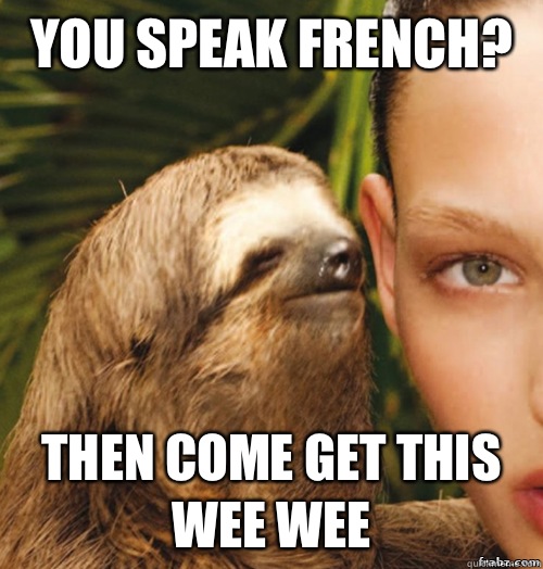 You speak French? Then come get this wee wee  rape sloth