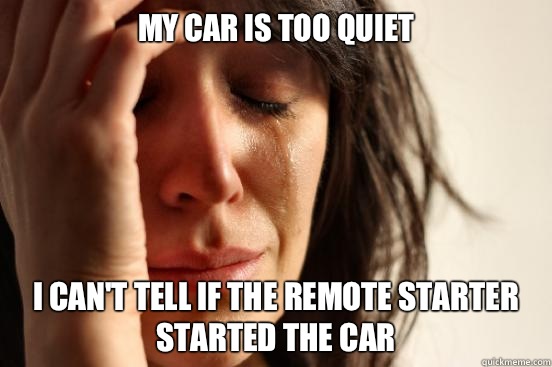 My car is too quiet I can't tell if the remote starter started the car - My car is too quiet I can't tell if the remote starter started the car  First World Problems