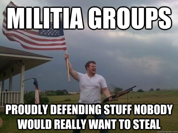 Militia Groups Proudly defending stuff nobody would really want to steal  Overly Patriotic American