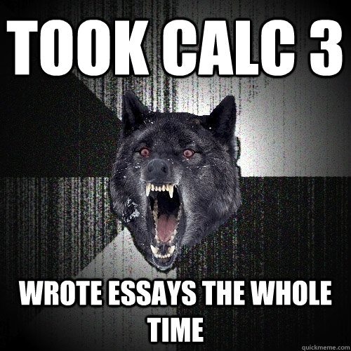 Took Calc 3 Wrote essays the whole time  Insanity Wolf