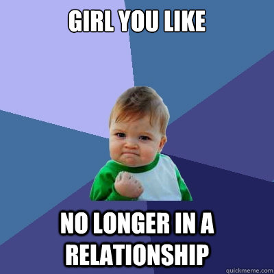 Girl you like No longer in a relationship  Success Kid