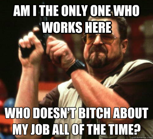 Am i the only one WHO WORKS HERE Who doesn't bitch about my job all of the time?  Am I The Only One Around Here