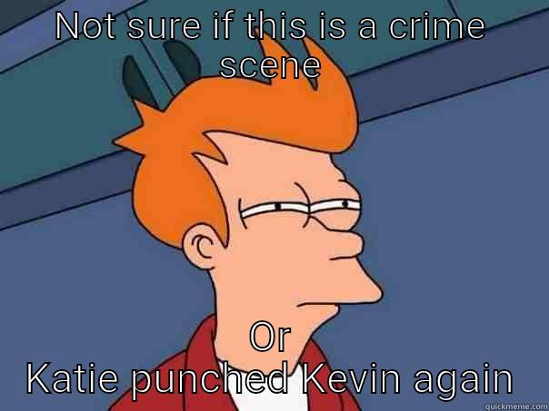 NOT SURE IF THIS IS A CRIME SCENE OR KATIE PUNCHED KEVIN AGAIN Futurama Fry