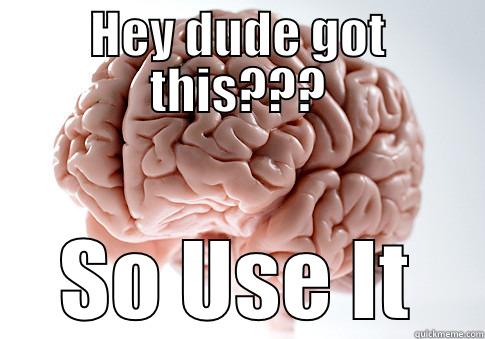 HEY DUDE GOT THIS??? SO USE IT Scumbag Brain