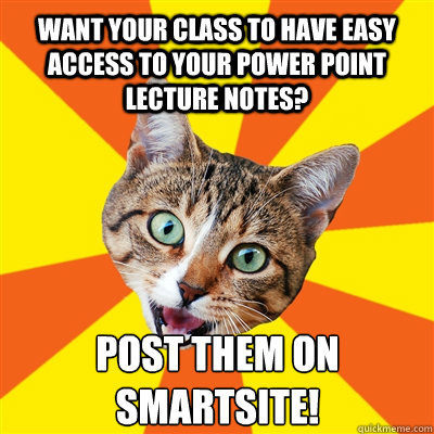 Want your class to have easy access to your power point lecture notes? Post them on Smartsite! - Want your class to have easy access to your power point lecture notes? Post them on Smartsite!  Bad Advice Cat