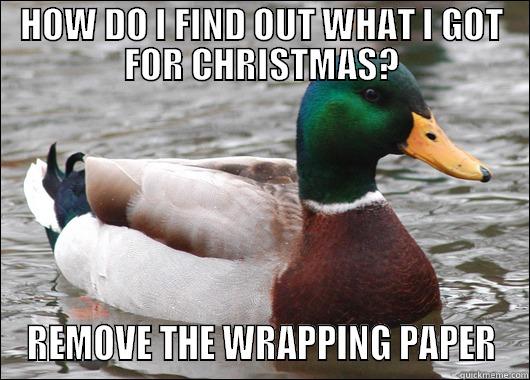 HOW DO I FIND OUT WHAT I GOT FOR CHRISTMAS? REMOVE THE WRAPPING PAPER Actual Advice Mallard