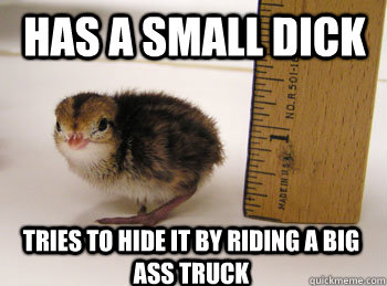 has a small dick tries to hide it by riding a big ass truck - has a small dick tries to hide it by riding a big ass truck  Compensating Quail