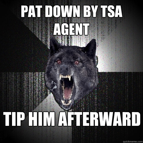 pat down by tsa agent tip him afterward   Insanity Wolf
