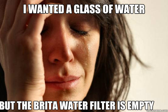 I wanted a glass of water but the Brita water filter is empty  First World Problems