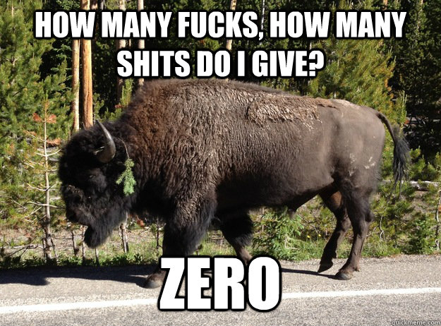 How Many Fucks, How Many SHITS Do I Give? ZERO - How Many Fucks, How Many SHITS Do I Give? ZERO  BUffalo