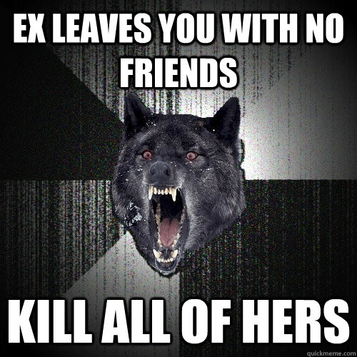 Ex leaves you with no friends kill all of hers  Insanity Wolf