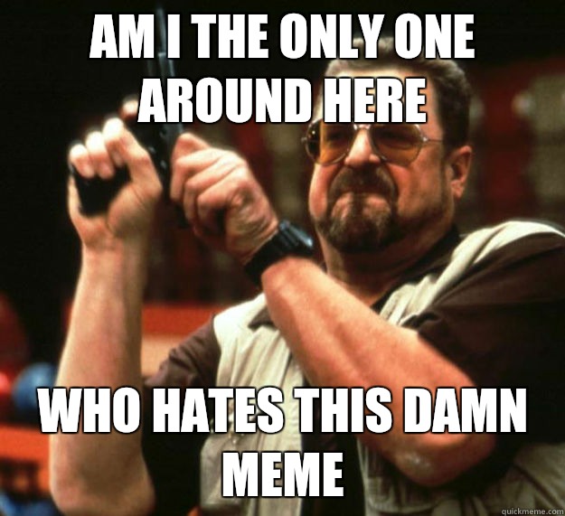 AM I THE ONLY ONE AROUND HERE Who hates this damn meme  Am I the only one around here1