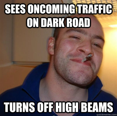 sees Oncoming Traffic on dark road Turns off high beams   BF3 Good guy Greg