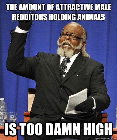 The amount of attractive male redditors holding animals is too damn high  The Rent Is Too Damn High