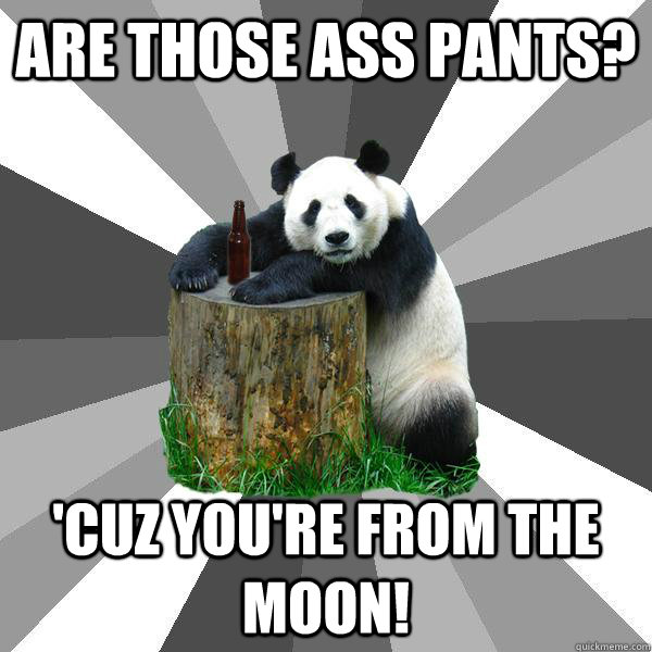 Are those ass pants? 'Cuz you're from the moon!  Pickup-Line Panda