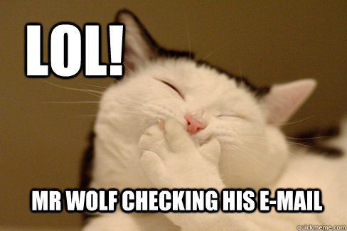 lol! mr wolf checking his e-mail  Laughing Cat
