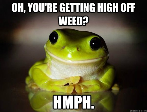 Oh, you're getting high off weed? Hmph.  Fascinated Frog