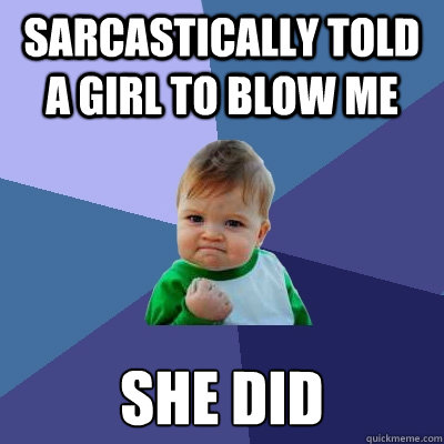 Sarcastically told a girl to blow me She did  Success Kid